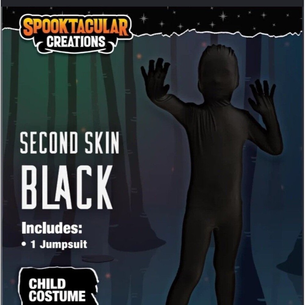 SECOND SKIN BLACK Costume CHILD LARGE Halloween Spooktacular NIP